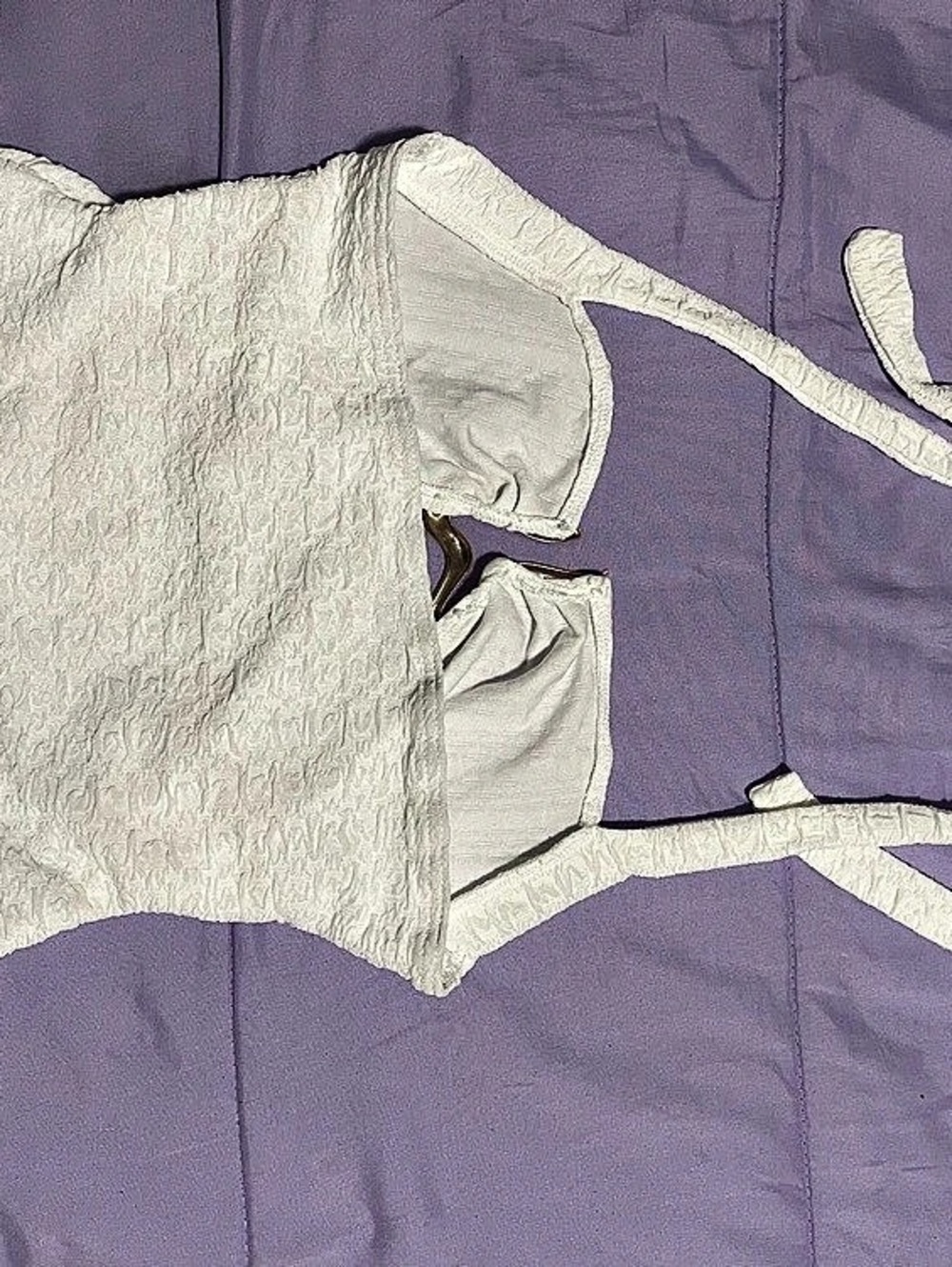 SHEIN White Textured Crop Top Size Medium Like New